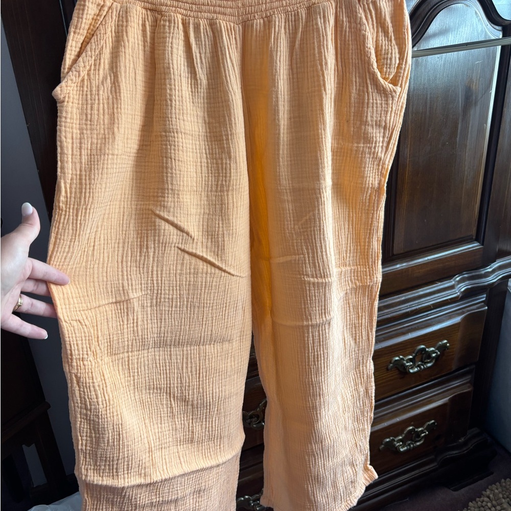 Women's Wide Leg Pants in Peachy Orange